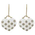 Tressa Sterling Silver Vermeil CZ White Enamel Heart Earrings
