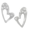 Sterling Silver Cubic Zirconia Heart Post Earrings