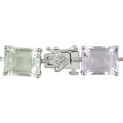 14k White Gold Multi-gemstone and Diamond Tennis Bracelet
