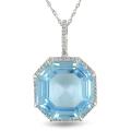 14k Gold Blue Topaz and 1/4ct TDW Diamond Necklace (G-H, SI1-SI2)