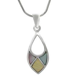 Sterling Silver Colored Mother of Pearl Drop Necklace