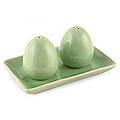 Celadon Ceramic 'Eggs' Salt and Pepper Shakers Set (Thailand)