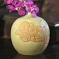Ceramic 'Green Orchid Bubble' Celadon Vase (Thailand)