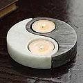 Set of 2 'Ying and Yang' Huamanga Stone Candleholders (Peru)