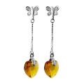 Adee Waiss Silver Heart Cognac Crystal and Cubic Zirconia Earrings
