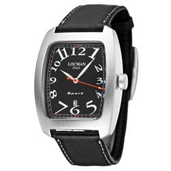 Locman Women's 'Tonneau' Black Aluminum Leather Quartz Watch
