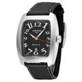 Locman Women's 'Tonneau' Black Aluminum Leather Quartz Watch