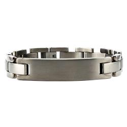 Men's Titanium Satin and High Polish ID Link Bracelet