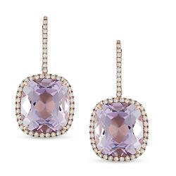 18k Pink Gold Amethyst and 1/2ct TDW Diamond Earrings (G-H, SI1-SI2)