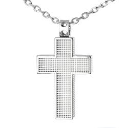 Stainless Steel Mesh Patterned Cross Necklace