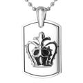 Stainless Steel Stylized Crown Dog Tag Necklace