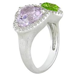 14k White Gold Multi-gemstone and 1/5ct TDW Diamond Ring (H-I, I1-I2)