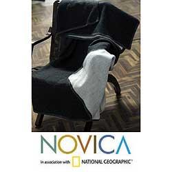 'Moonlit Winter's Night' Alpaca Wool Reverisble Blanket (Peru)