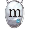 Sterling Silver Created Aquamarine March Birthstone Initial Necklace