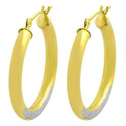10k Two-tone Gold Diamond-cut Tube Hoop Earrings