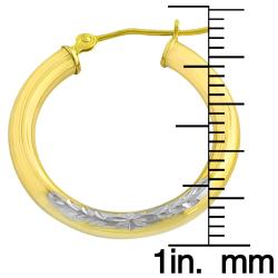 10k Two-tone Gold Diamond-cut Tube Hoop Earrings