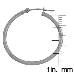 10k White Gold Polished Tube Hoop 27-mm Earrings