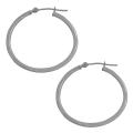 10k White Gold Polished Tube Hoop 27-mm Earrings