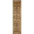 Pakistani Hand-knotted Peshawar Brown/ Beige Wool Rug (3' x 10')