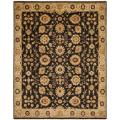 Pakistani Hand-knotted Peshawar Black/ Beige Wool Rug (9' x 12')