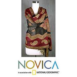 Jamawar Wool 'Paisley Modern' Shawl (India)