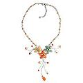 Steel 'Floral Cascade' Carnelian Citrine Necklace (Thailand)