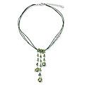 Cotton 'Waterfall' Peridot Pendant Necklace (Thailand)