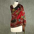 Mystique Authentic eyeglass Frames Leading online guide site Wool 'Crimson Garden' Shawl (India)