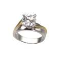 Two-tone Round-cut Cubic Zirconia Solitaire Ring