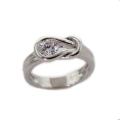 Silvertone with Overlay Cubic Zirconia Small Knot Ring