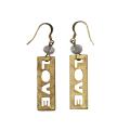 Goldtone and Acrylic Cutout 'Love' Dangle Earrings