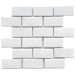 SomerTile 12x12-in London Subway White Handmade Ceramic Mosaic Tile (Pack of 5)