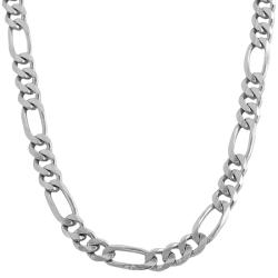 14k White Gold Solid 20-inch Figaro Link Necklace (9.6 mm)