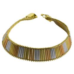 14k Three-color Gold 7-inch Athina Bracelet