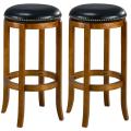 Jackson Bicast Leather Dark Oak Swivel Bar Stools (Set of 2)