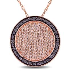 14k Pink Gold 1ct TDW Brown and Black Diamond Necklace