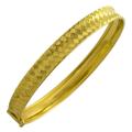 14k Yellow Gold Diamond-cut Basket Weave Bangle Bracelet