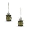 10k White Gold Smokey Quartz and Diamond Earrings