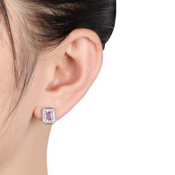 Sterling Silver Amethyst and 1/10ct TDW Diamond Earrings (H-I, I3)