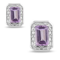 Sterling Silver Amethyst and 1/10ct TDW Diamond Earrings (H-I, I3)