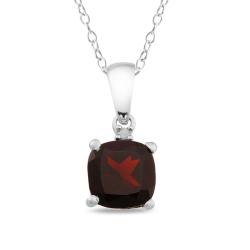 Sterling Silver Garnet and Diamond Accent Necklace