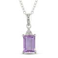 Sterling Silver Diamond and Amethyst Pendant Necklace (H-I, I3)