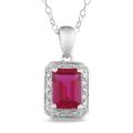 Sterling Silver Created Ruby and Diamond Accent Necklace (H-I, I3)