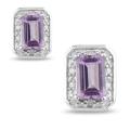Sterling Silver Amethyst and 1/10ct TDW Diamond Earrings (H-I, I3)