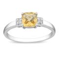 Sterling Silver Citrine and Diamond Fashion Ring