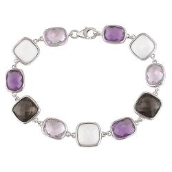 New York Gems Sterling Silver Quartz, Amethyst Bracelet