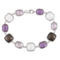 New York Gems Sterling Silver Quartz, Amethyst Bracelet
