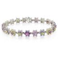 14k White Gold Multi-gemstone Flower Bracelet