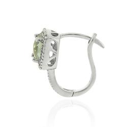 Glitzy Rocks Sterling Silver Green Amethyst and Diamond Accent Square Earrings