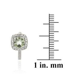 Glitzy Rocks Sterling Silver Green Amethyst and Diamond Accent Square Earrings